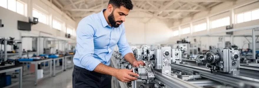 Ingénieur marocain inspectant équipement sur ligne de production automobile